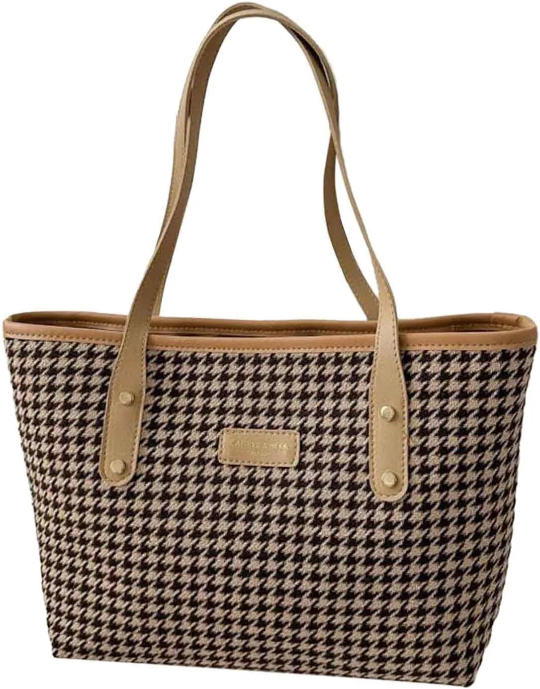 New Casual Versatile Handbag Korean Fashion Checkered One Shoulder Bag Purses for Women Shoulder Bags (Khaki, One Size)