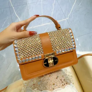 New Korean diamond-encrusted retro bag women's handbag Xiaoxiangfeng fashion versatile business commuter shoulder bag messenger bag