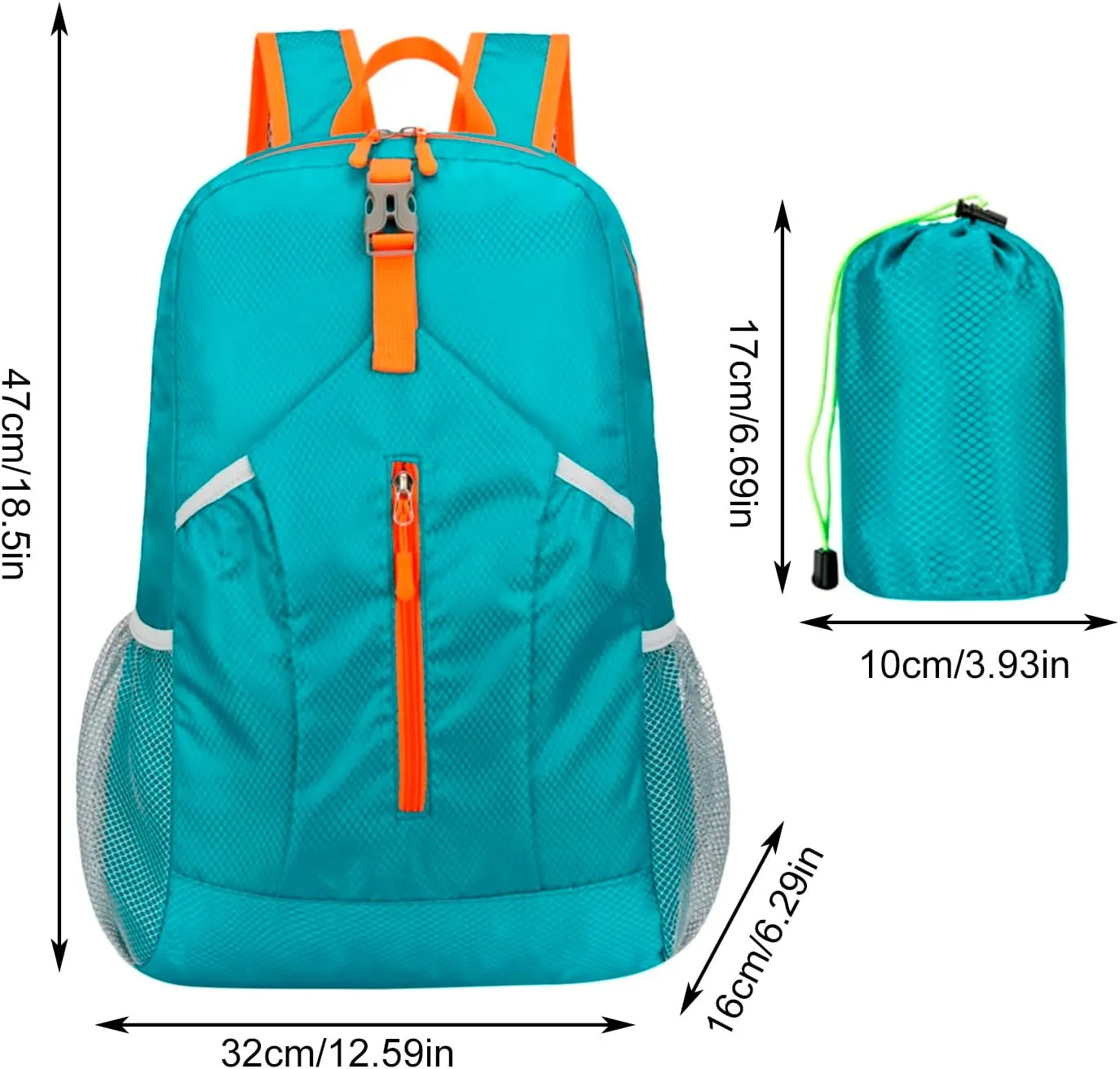 New Outdoor Sports Backpack Folding Storage Bag Lightweight Travel Bag Large Capacity Backpack (Sky Blue, One Size)