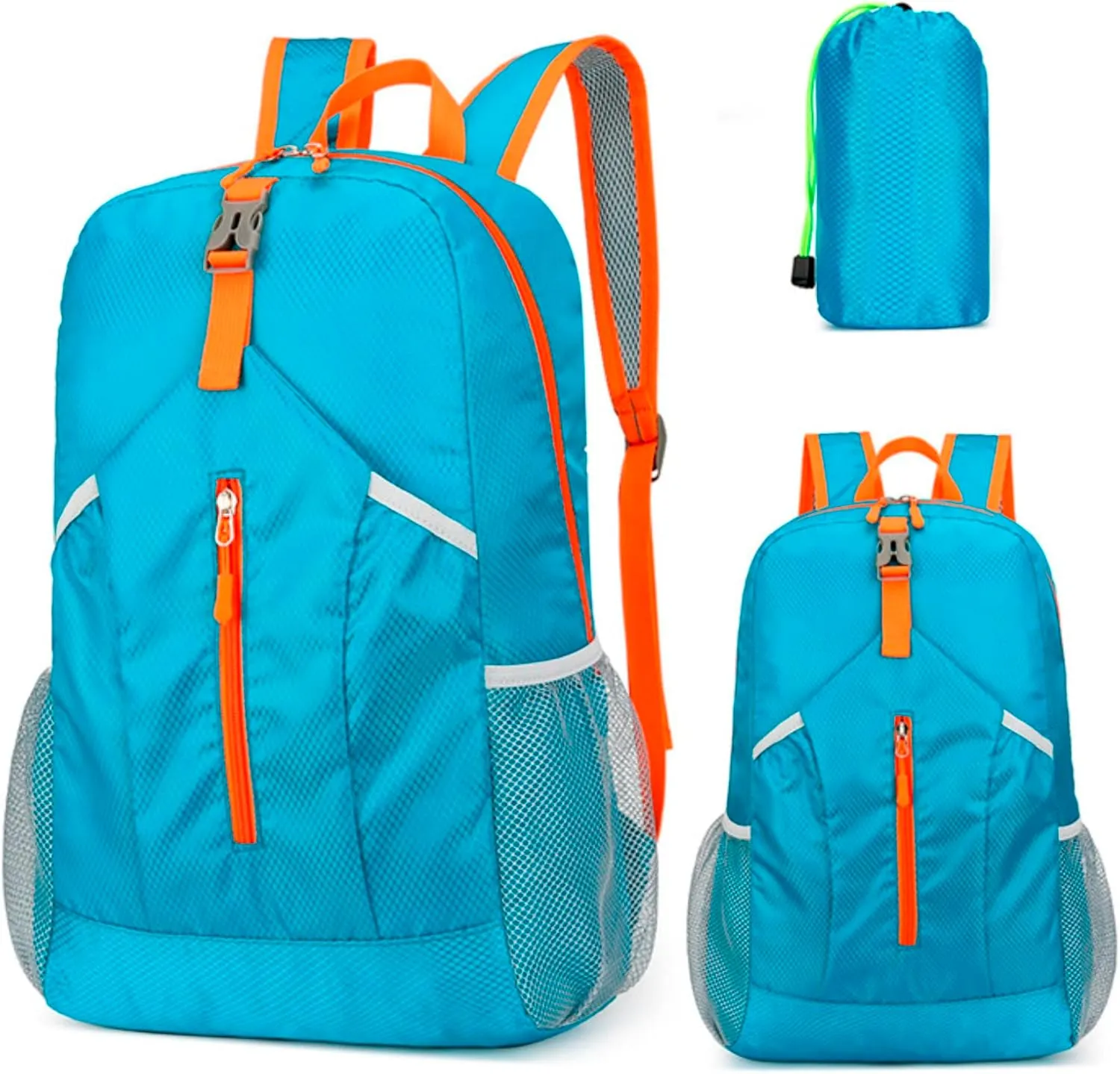 New Outdoor Sports Backpack Folding Storage Bag Lightweight Travel Bag Large Capacity Backpack (Sky Blue, One Size)