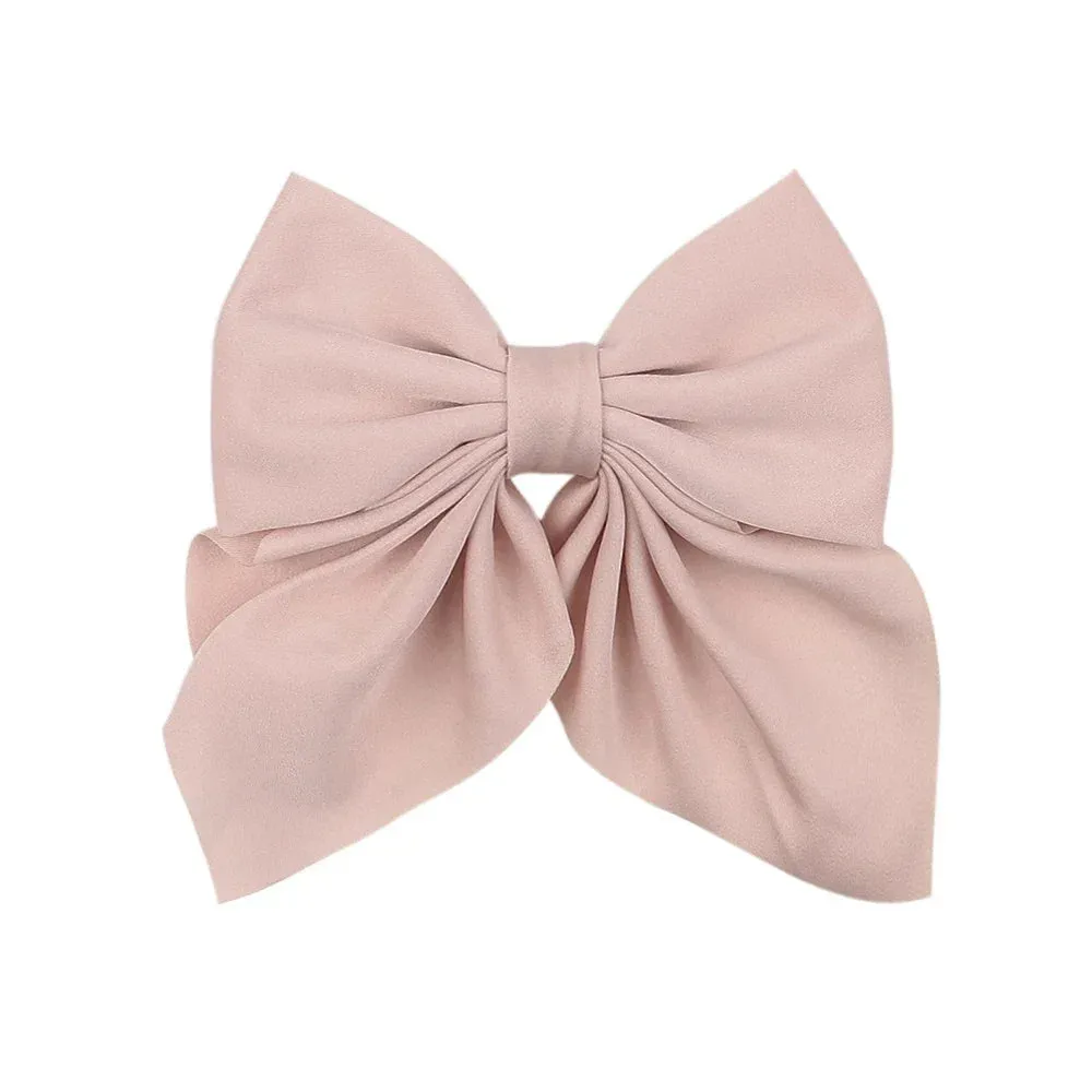 New Sweet Bow Hairpins Solid Color Bowknot Hair Clips For Girls Satin Butterfly Barrettes Duckbill Clip Kids Hair Accessories