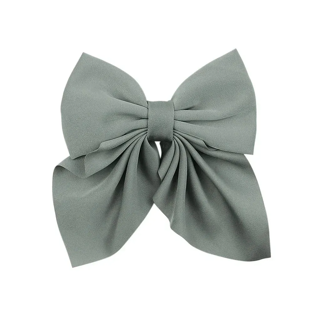 New Sweet Bow Hairpins Solid Color Bowknot Hair Clips For Girls Satin Butterfly Barrettes Duckbill Clip Kids Hair Accessories