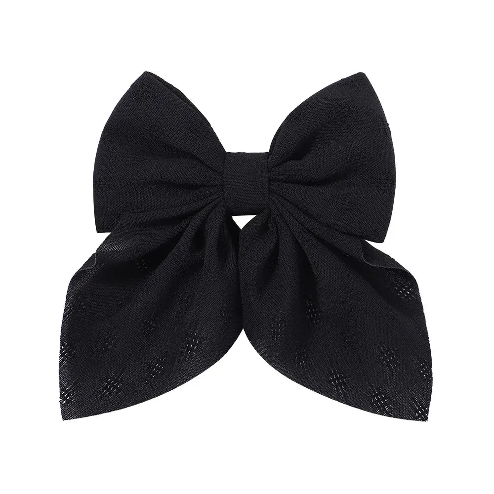 New Sweet Bow Hairpins Solid Color Bowknot Hair Clips For Girls Satin Butterfly Barrettes Duckbill Clip Kids Hair Accessories