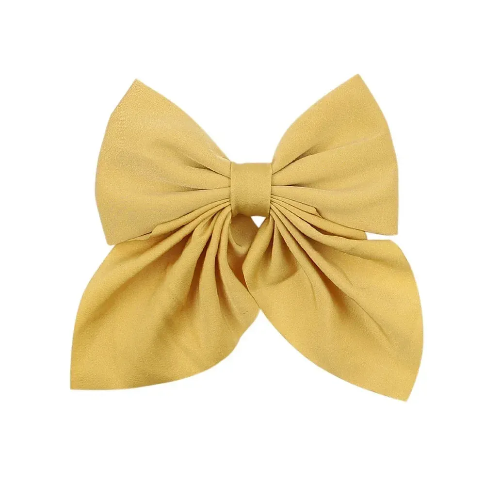 New Sweet Bow Hairpins Solid Color Bowknot Hair Clips For Girls Satin Butterfly Barrettes Duckbill Clip Kids Hair Accessories