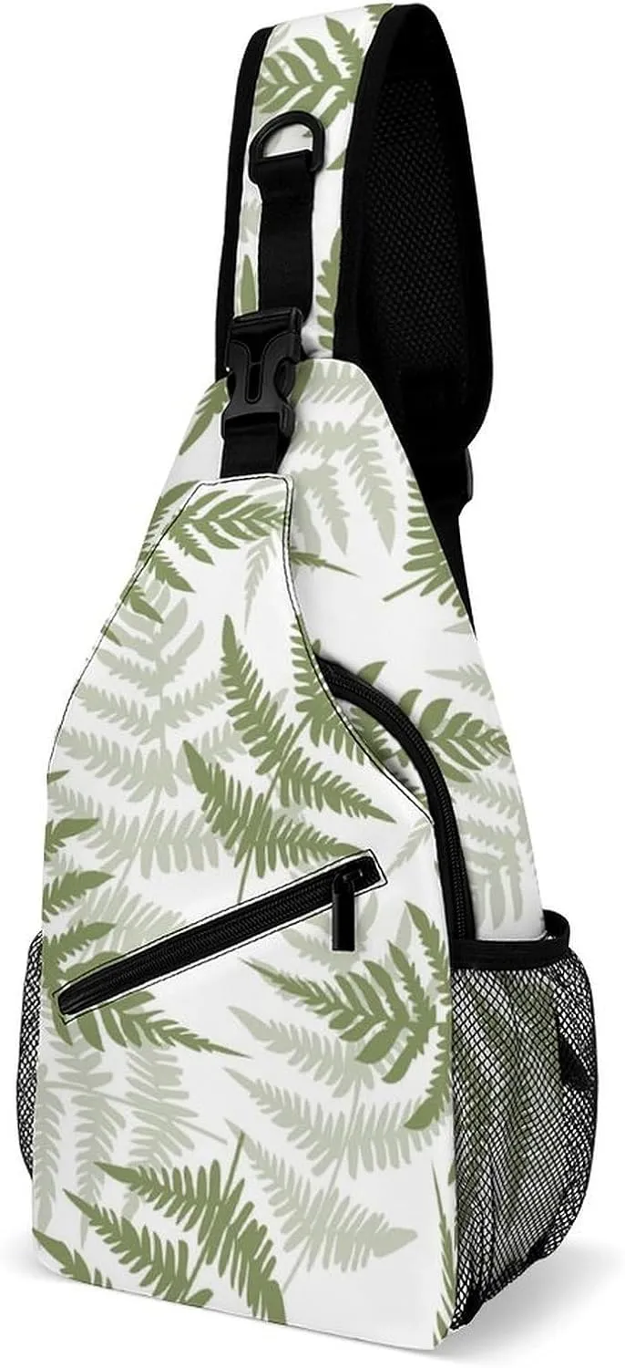 New Zealand Maori Fern Fashion Sling Bag Backpack Crossbody Shoulder Chest Bags Hiking Daypack
