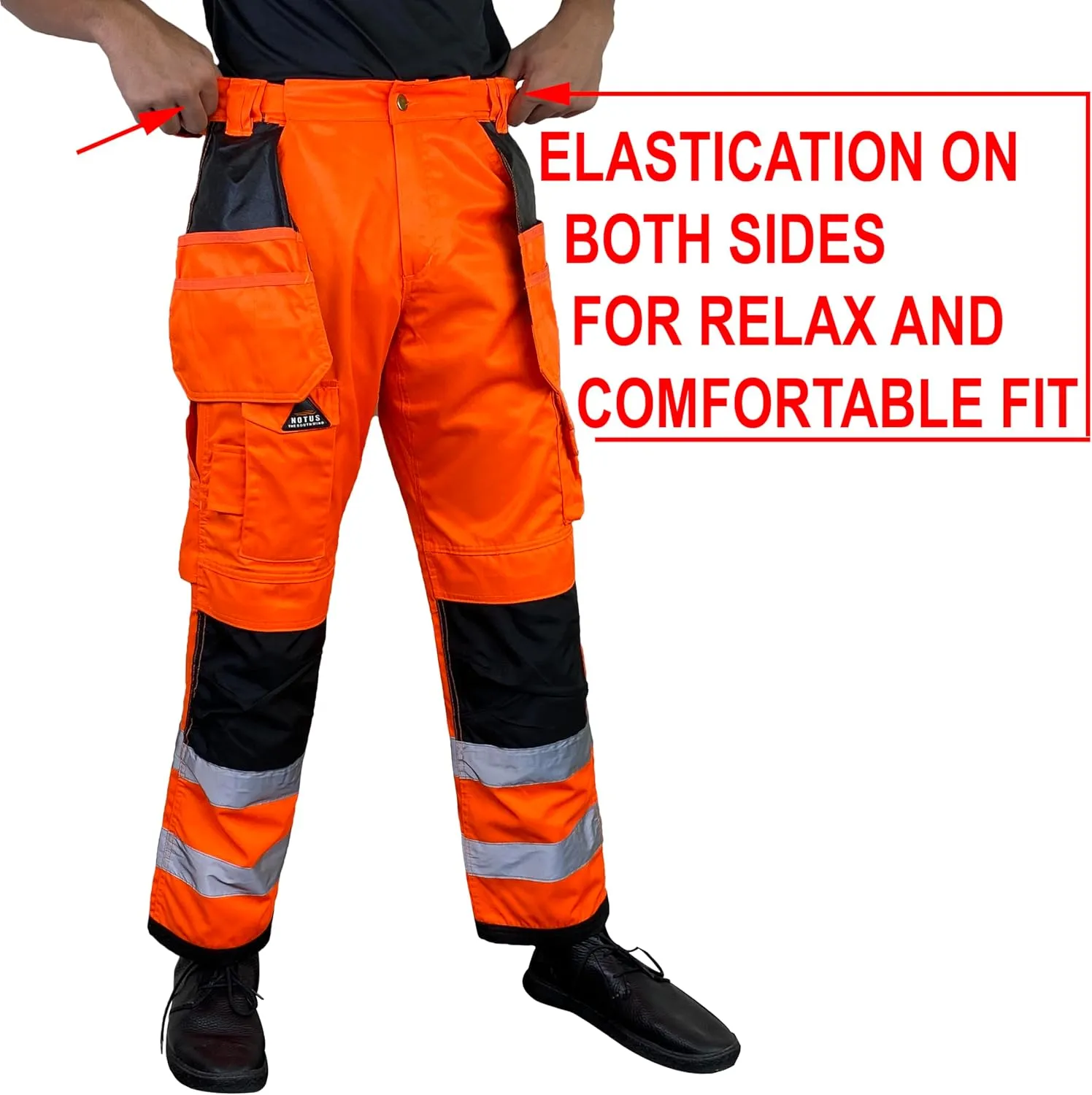 Notus Men's Work Safety Pants High Visibility Cordura Knee Reinforced Tactical Trousers Utility Tools Holster Pockets