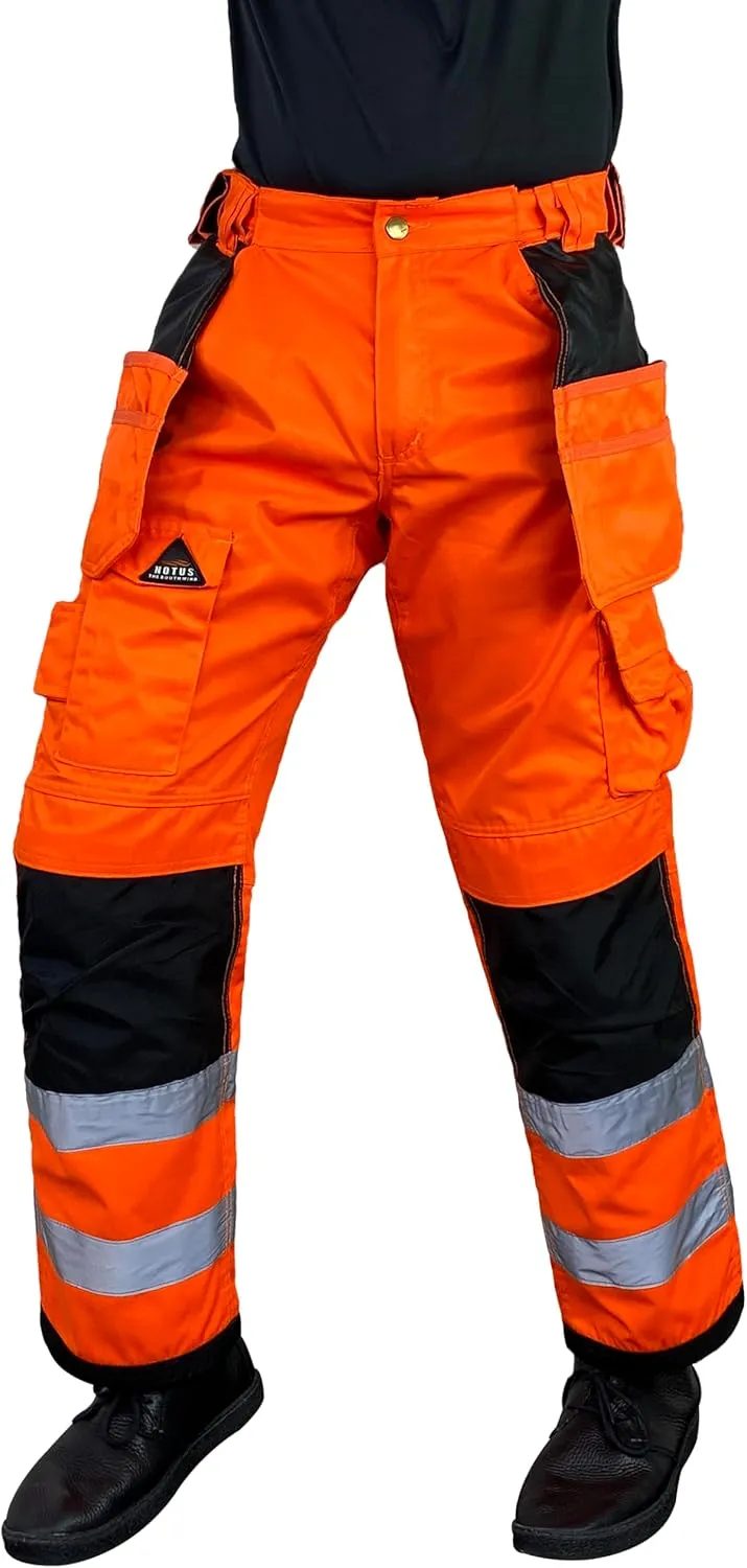 Notus Men's Work Safety Pants High Visibility Cordura Knee Reinforced Tactical Trousers Utility Tools Holster Pockets