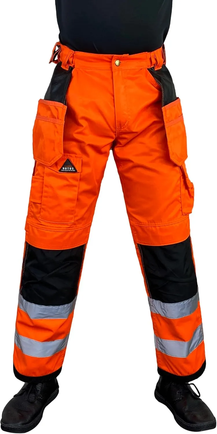 Notus Men's Work Safety Pants High Visibility Cordura Knee Reinforced Tactical Trousers Utility Tools Holster Pockets