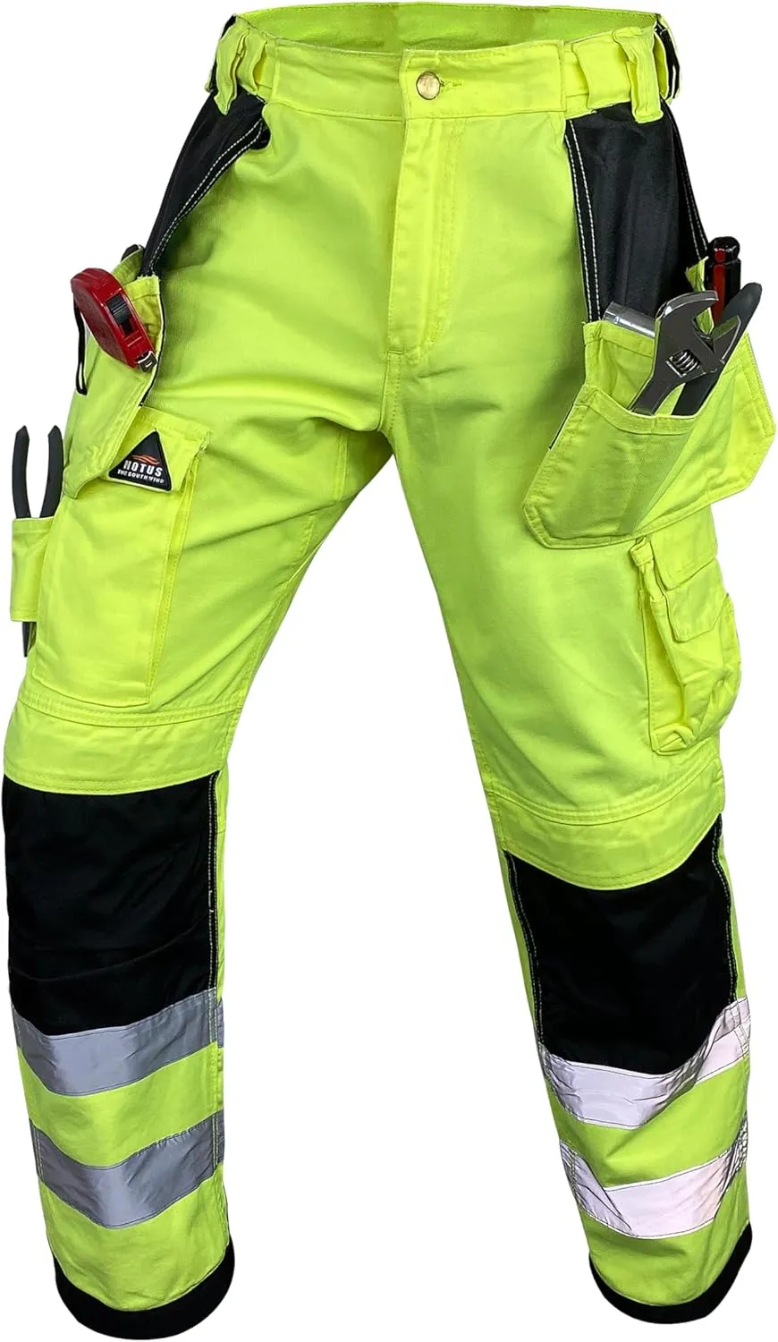 Notus Men's Work Safety Pants High Visibility Cordura Knee Reinforced Tactical Trousers Utility Tools Holster Pockets