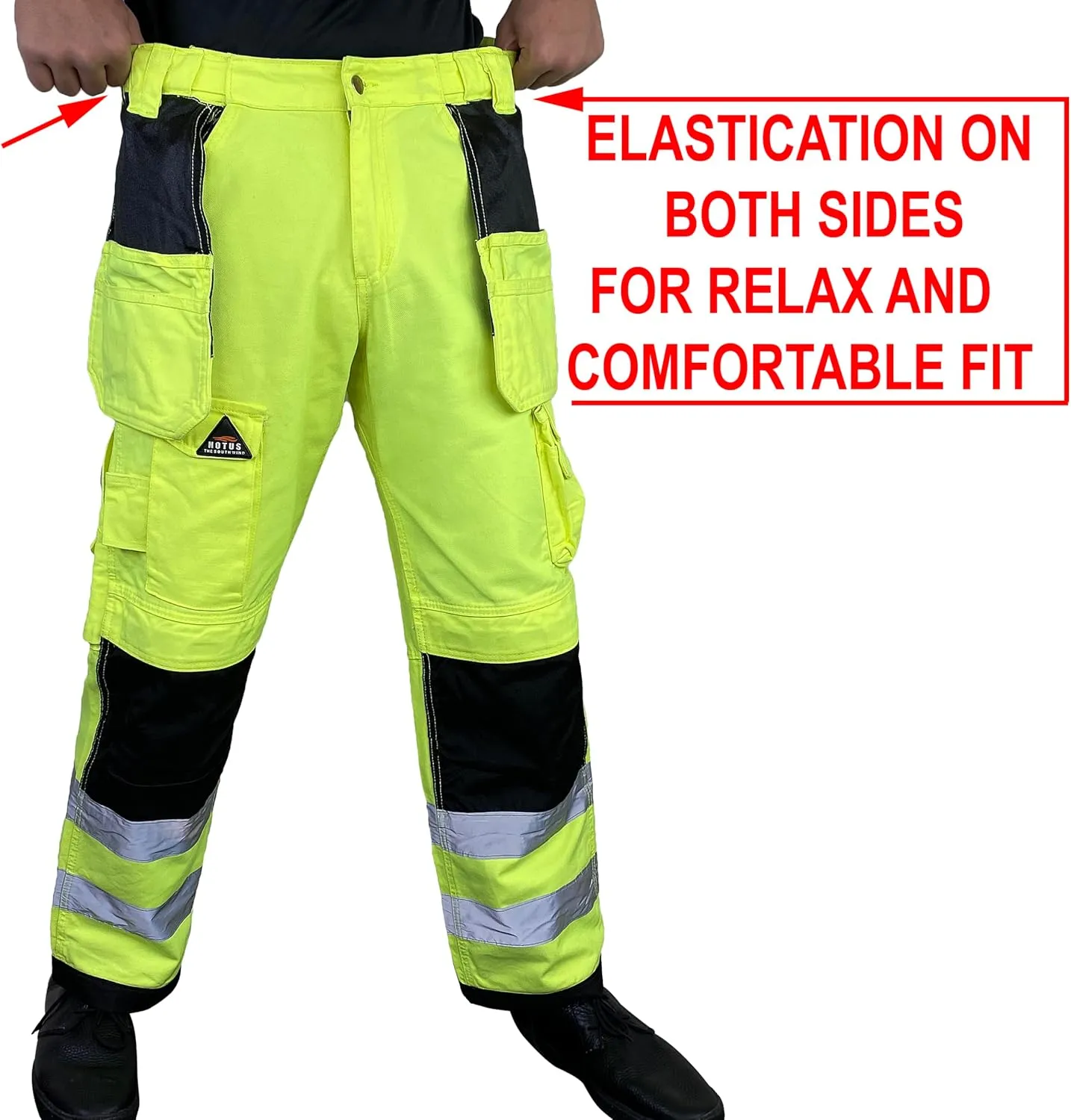 Notus Men's Work Safety Pants High Visibility Cordura Knee Reinforced Tactical Trousers Utility Tools Holster Pockets