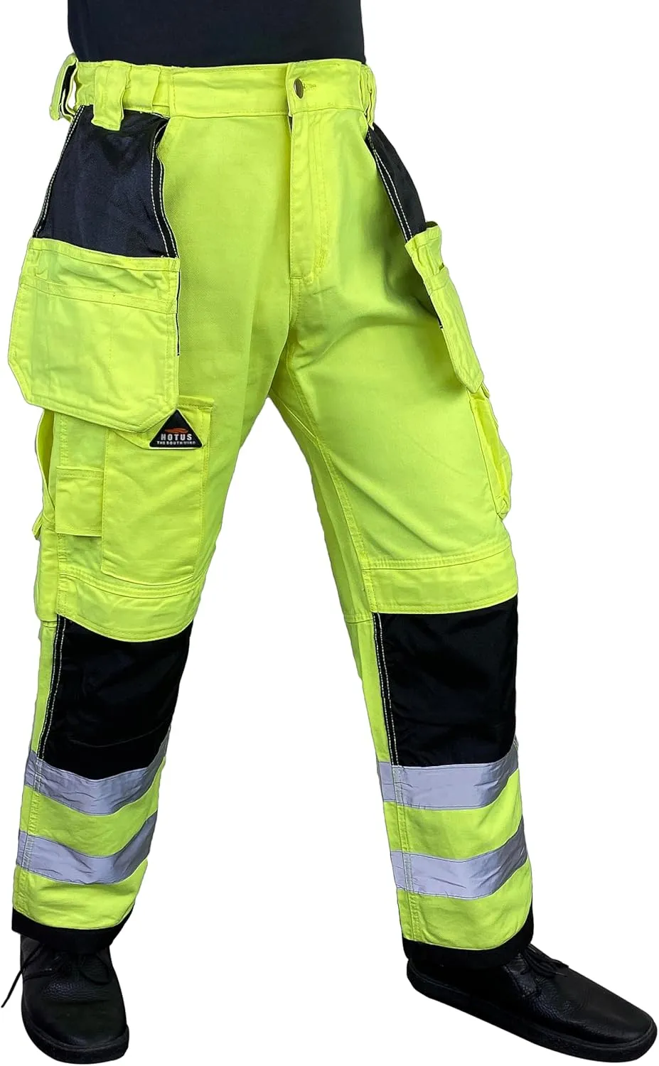 Notus Men's Work Safety Pants High Visibility Cordura Knee Reinforced Tactical Trousers Utility Tools Holster Pockets