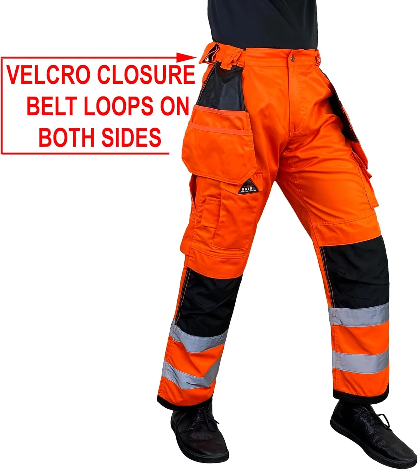 Notus Men's Work Safety Pants High Visibility Cordura Knee Reinforced Tactical Trousers Utility Tools Holster Pockets