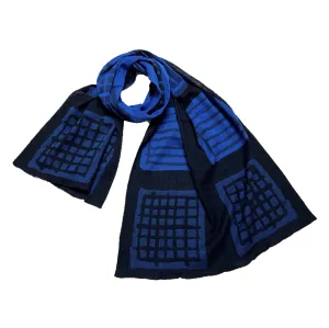 NUNO Oversized Scarf: "Warps and Wefts" (Blue/Black)