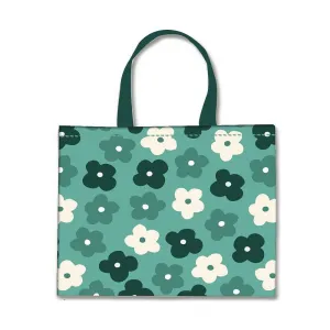 Nutcase Designer Tote Bag for Women Gym Beach Travel Shopping Fashion Bags with Zip Closure and Internal Pocket to keep cash/valuables - Green Flowers