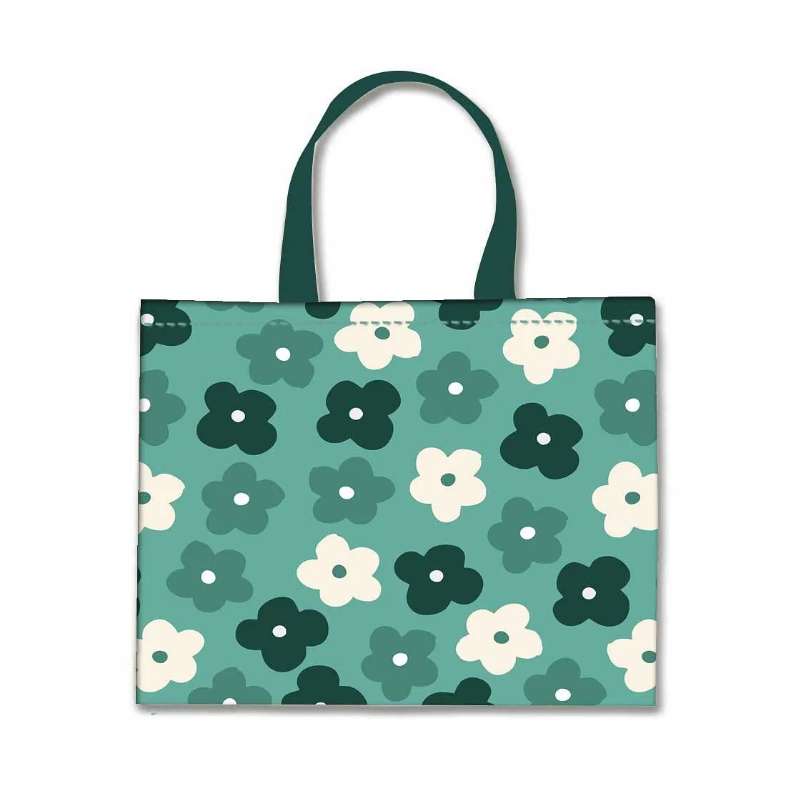 Nutcase Designer Tote Bag for Women Gym Beach Travel Shopping Fashion Bags with Zip Closure and Internal Pocket to keep cash/valuables - Green Flowers