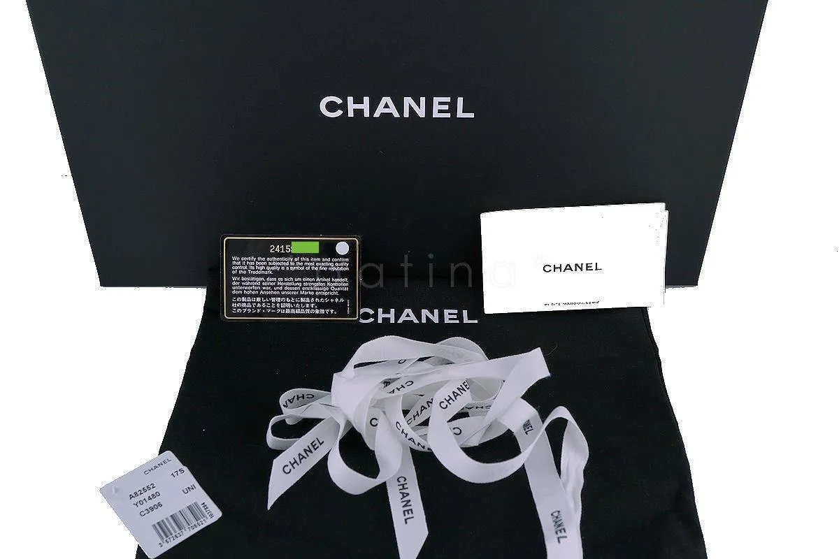 NWT 17S Chanel Large Black Lambskin Classic Quilted O Case Clutch Purse Bag