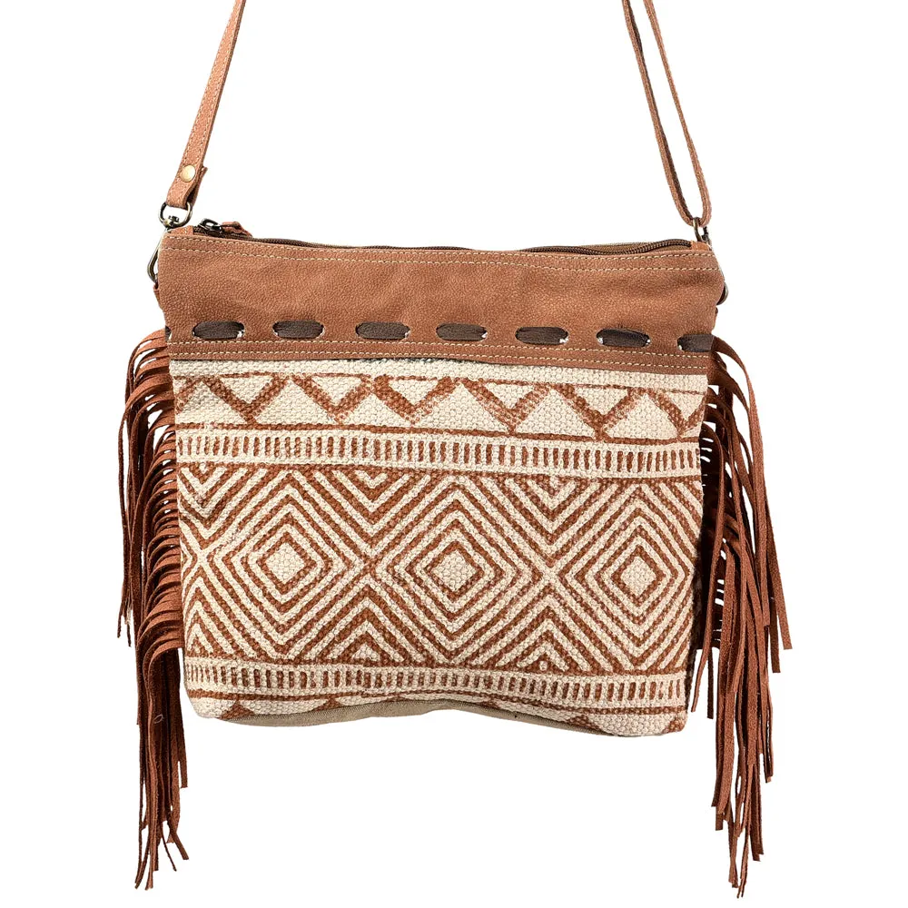 OHLAY KB357 Cross Body Upcycled Wool Upcycled Canvas Genuine Leather women bag western handbag purse