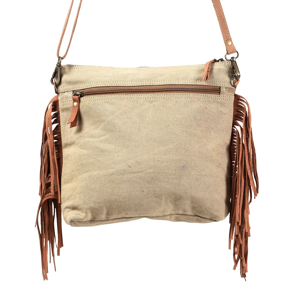 OHLAY KB357 Cross Body Upcycled Wool Upcycled Canvas Genuine Leather women bag western handbag purse