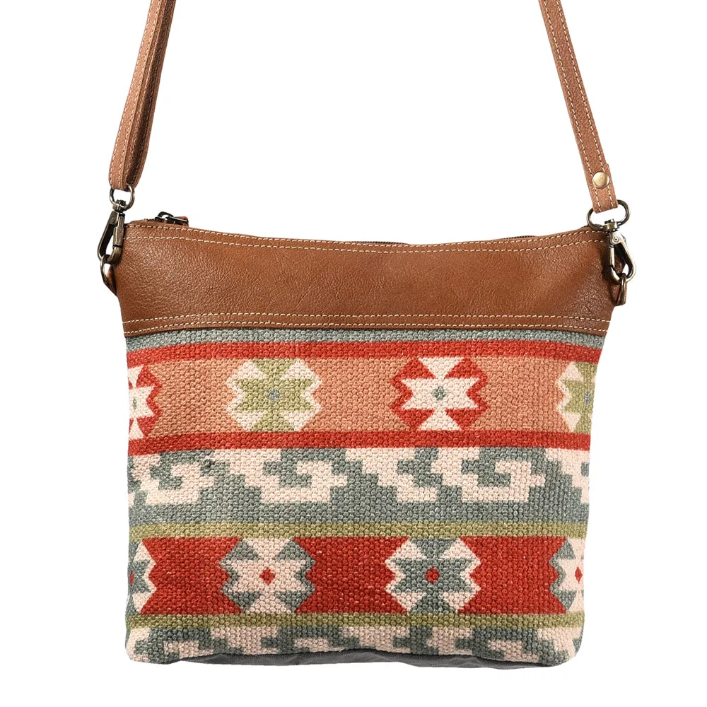 OHLAY KB358 Cross Body Upcycled Wool Upcycled Canvas Genuine Leather women bag western handbag purse
