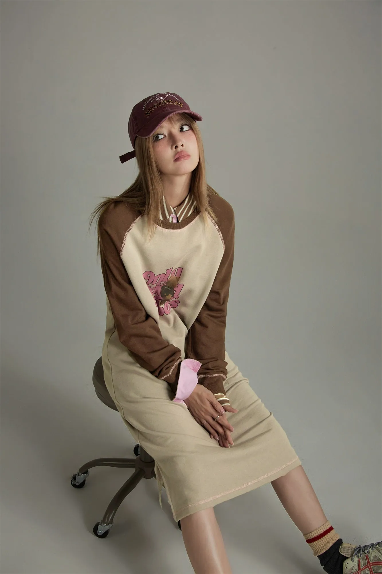 Only Good Vibes Teddy Bear Raglan Dress