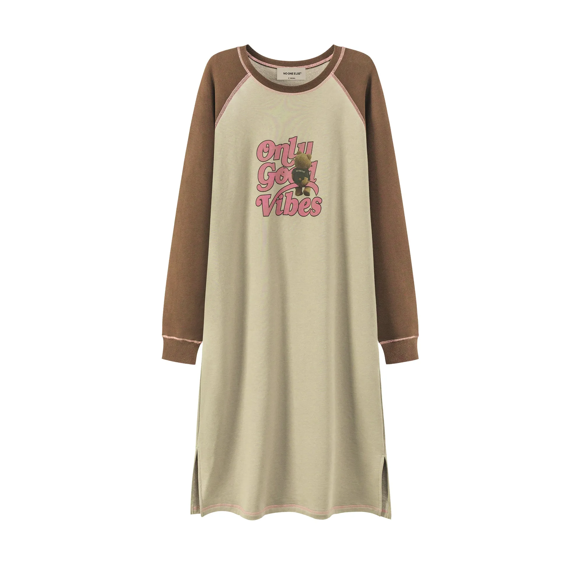 Only Good Vibes Teddy Bear Raglan Dress
