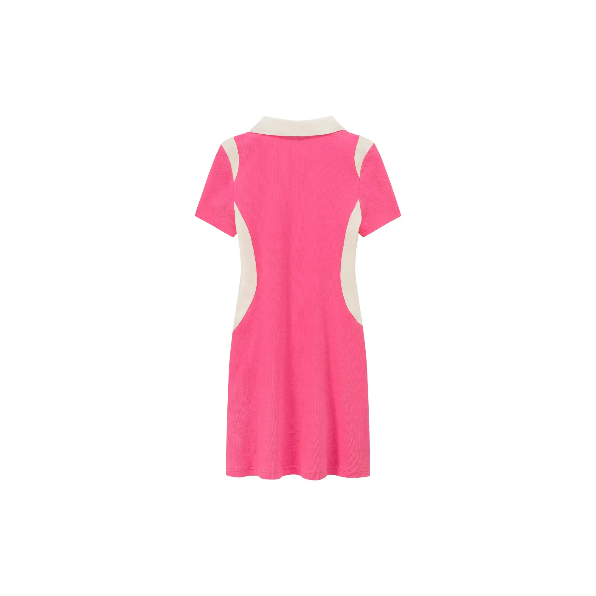 Open Collar Two Toned Cutout Short Sleeve Mini Dress