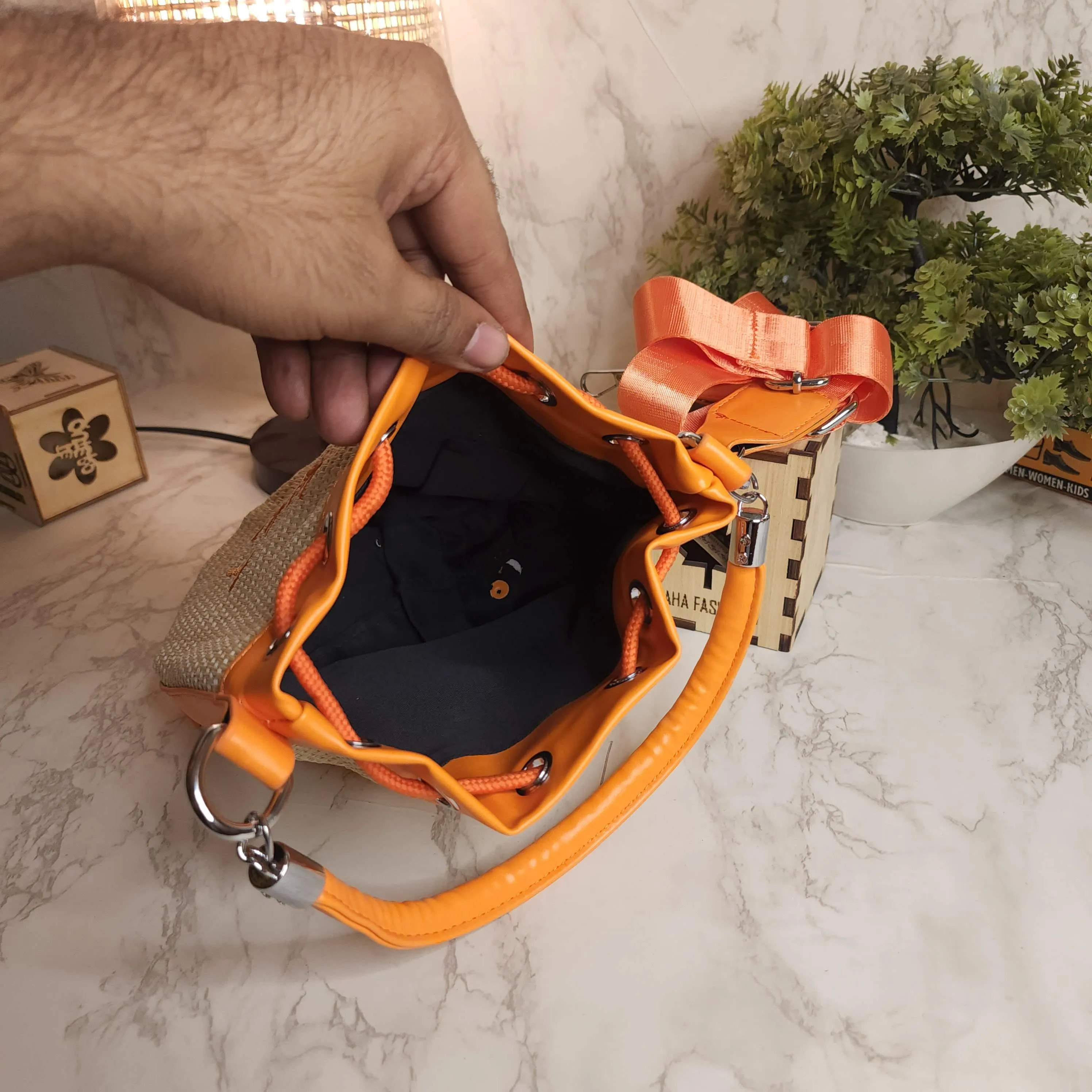 Orange Bucket Bag