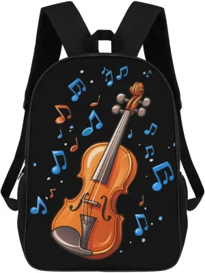 Orchestra Violin Player Music 17 Inch Shoulder Backpack Fashion Laptop Bag Travel Daypack for Camping Hiking