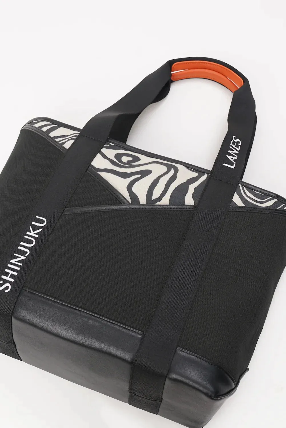 Origami Pocket Tote - Black Terrain Print