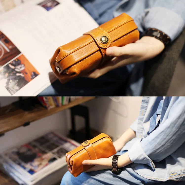 Original Women's Brown Leather Wallets Doctor Bag Clutch Wallet Coin Purse for Women