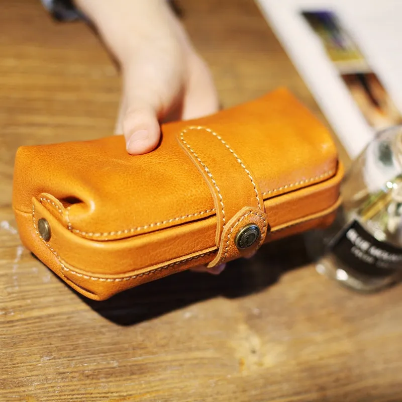 Original Women's Brown Leather Wallets Doctor Bag Clutch Wallet Coin Purse for Women