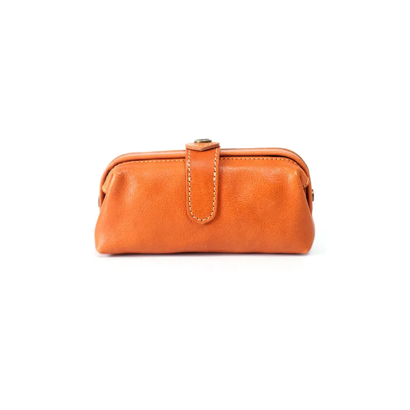 Original Women's Brown Leather Wallets Doctor Bag Clutch Wallet Coin Purse for Women