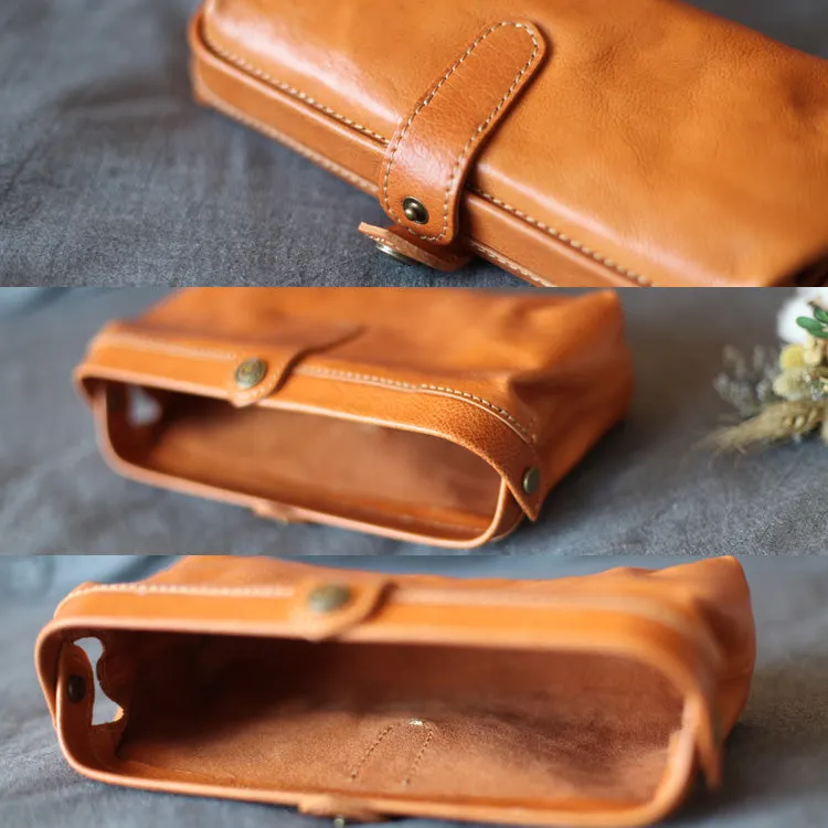Original Women's Brown Leather Wallets Doctor Bag Clutch Wallet Coin Purse for Women
