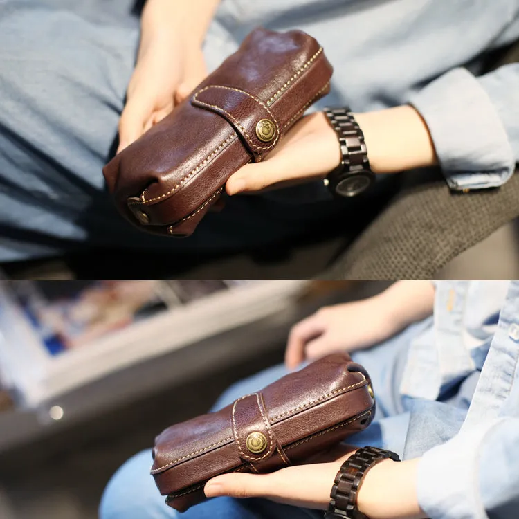 Original Women's Brown Leather Wallets Doctor Bag Clutch Wallet Coin Purse for Women