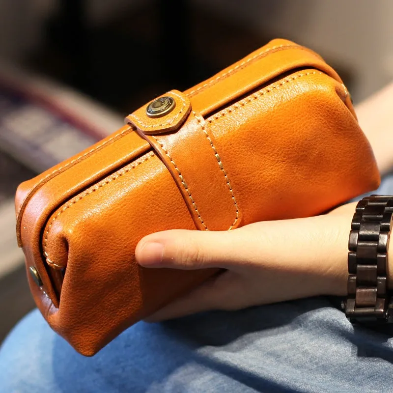 Original Women's Brown Leather Wallets Doctor Bag Clutch Wallet Coin Purse for Women