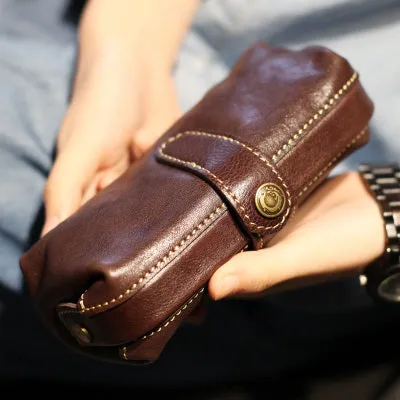 Original Women's Brown Leather Wallets Doctor Bag Clutch Wallet Coin Purse for Women