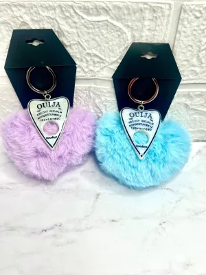 Ouija Planchette with Heart Puff Keychain