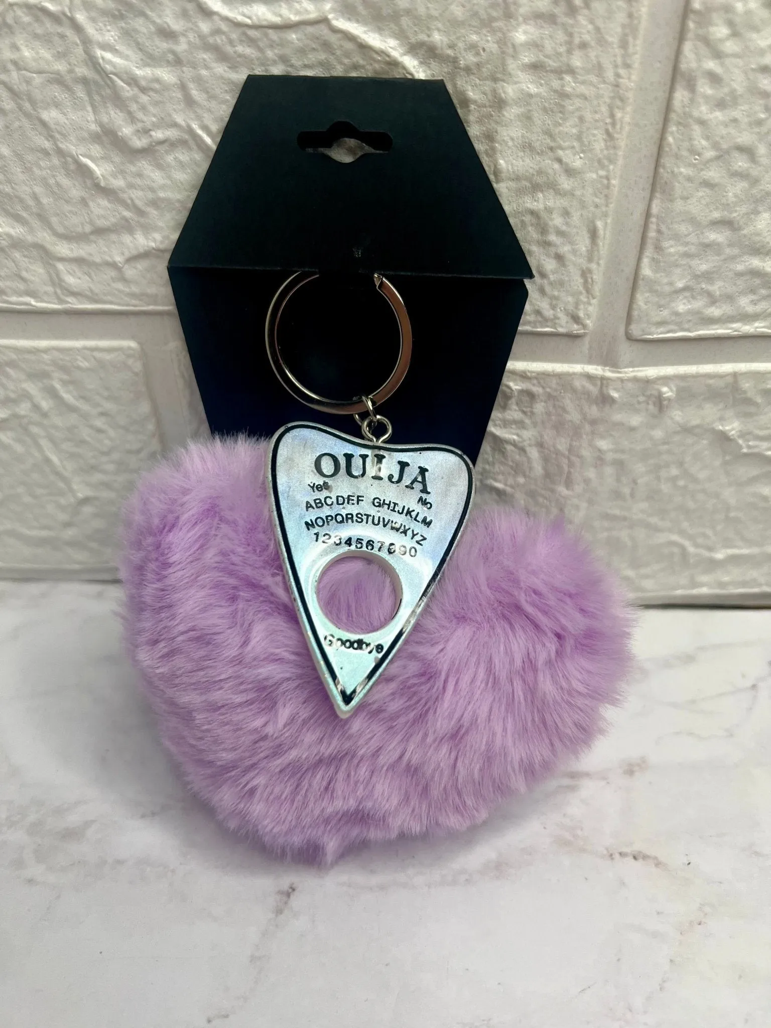 Ouija Planchette with Heart Puff Keychain