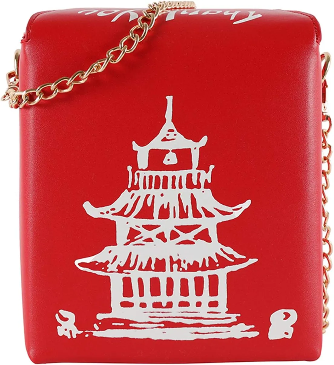 Oweisong Women Novelty Chinese Takeout Purse Tower Print Crossody Shoulder Bag Box Totes with Comfortable Chain Strap