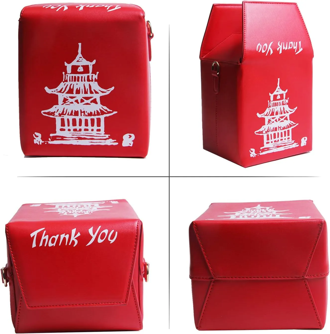 Oweisong Women Novelty Chinese Takeout Purse Tower Print Crossody Shoulder Bag Box Totes with Comfortable Chain Strap