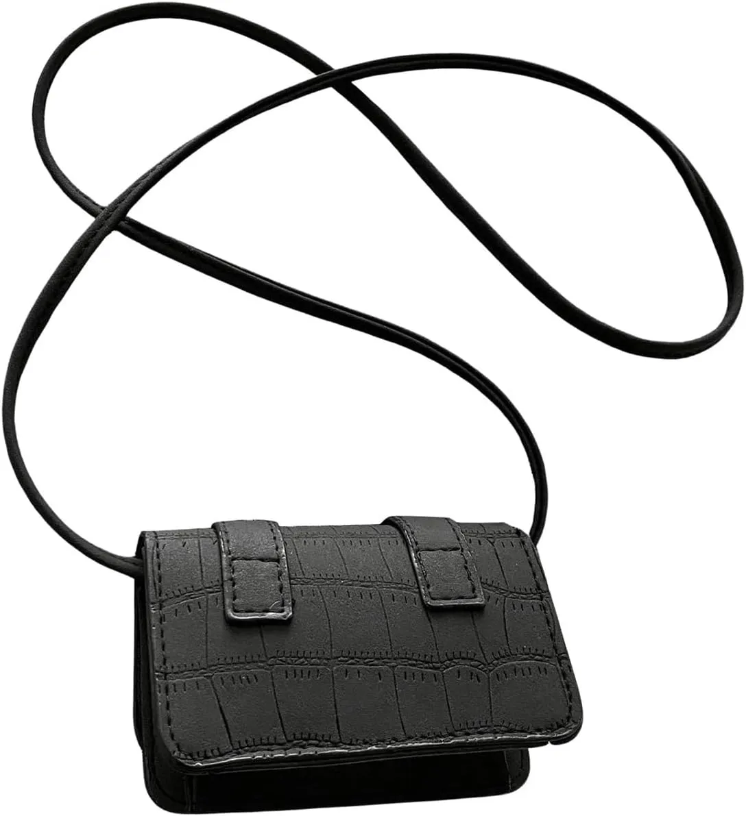 OYOANGLE Women's Buckle Decor Mini Shoulder Bags Solid Square Crossbody Bag
