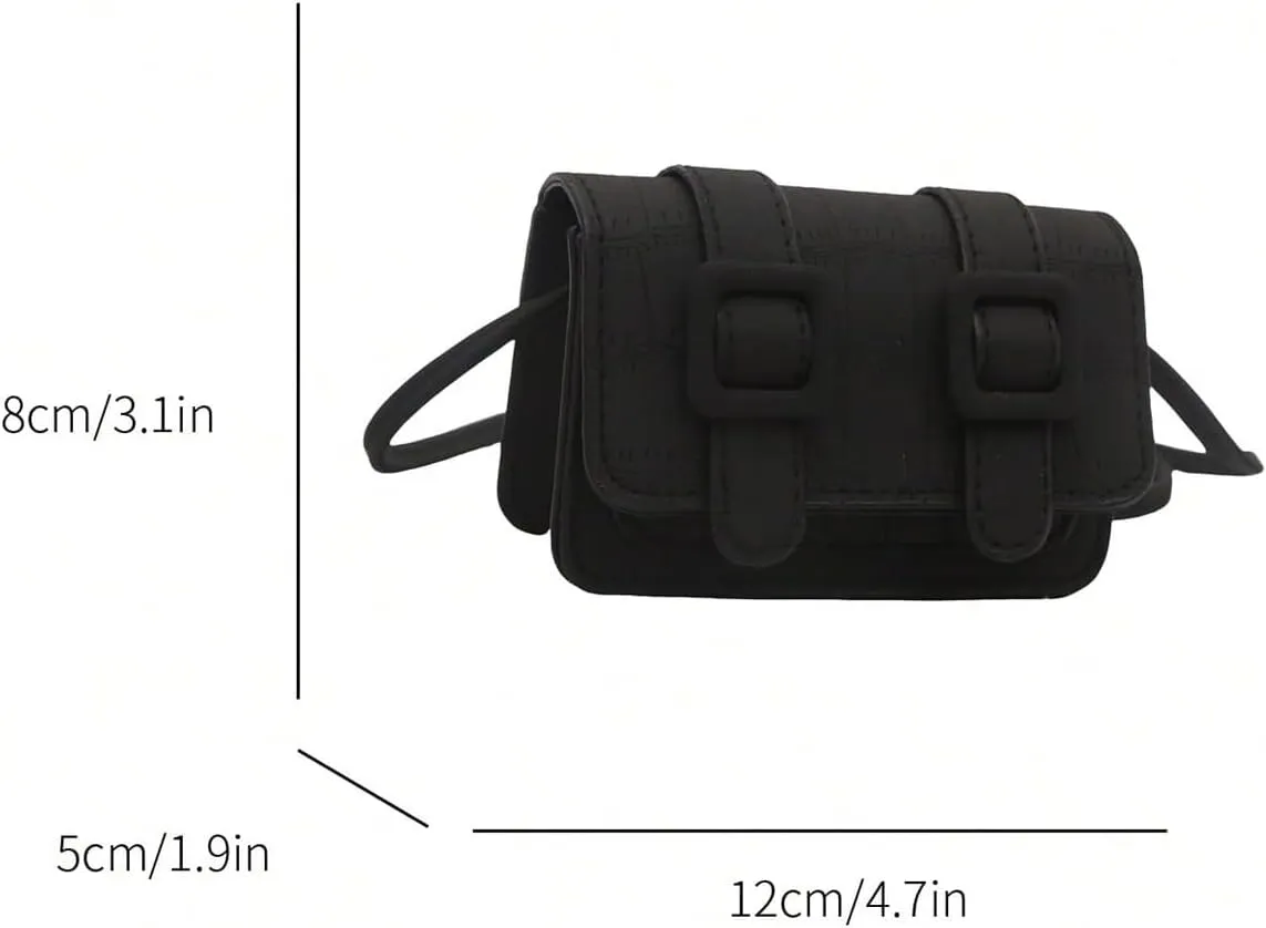 OYOANGLE Women's Buckle Decor Mini Shoulder Bags Solid Square Crossbody Bag