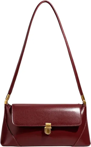 OYOANGLE Women's Leather Flap Shoulder Bags Top Handle Retro Square Purse Handbags Vintage Small Underarm Bag