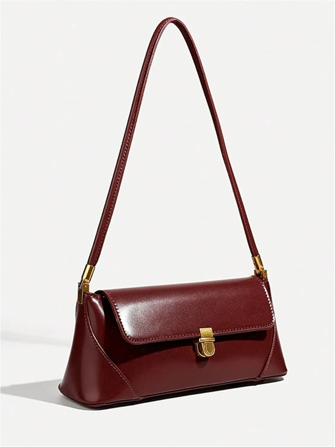 OYOANGLE Women's Leather Flap Shoulder Bags Top Handle Retro Square Purse Handbags Vintage Small Underarm Bag