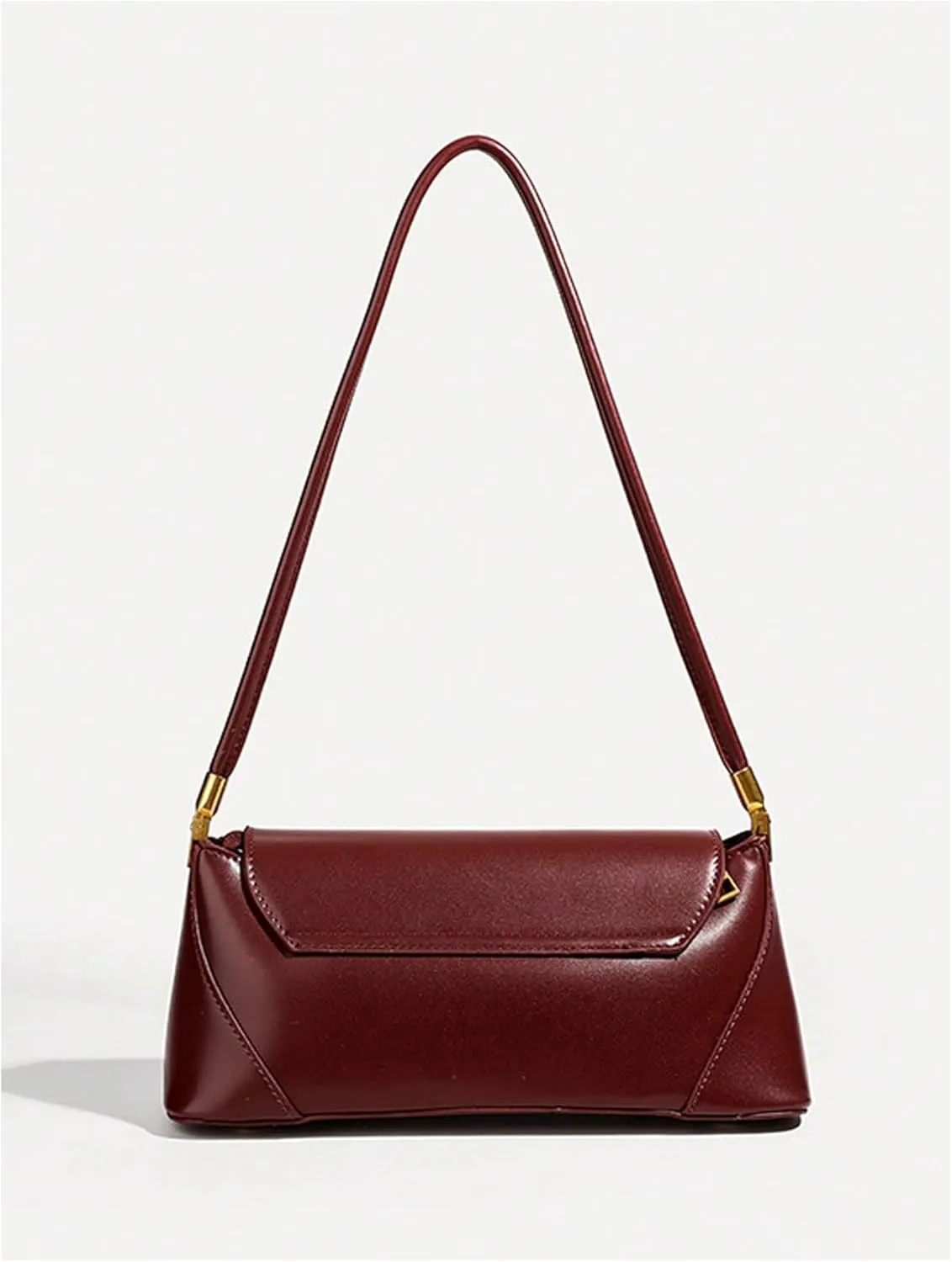 OYOANGLE Women's Leather Flap Shoulder Bags Top Handle Retro Square Purse Handbags Vintage Small Underarm Bag
