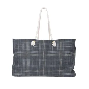Painterly Plaid Weekender Bag in Indigo