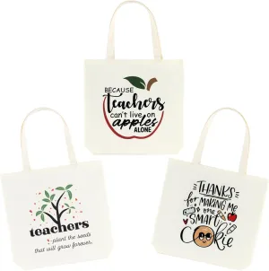 PARBEE 6 PCS Teacher Appreciation Gift Canvas Tote Bags, Reusable Teacher Essential Bags for Graduation, Retirement Gifts