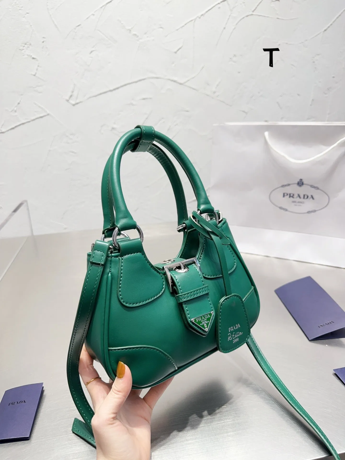 PD182 Prada Moon Leather Bag / 8.8x6.3x2.9inch
