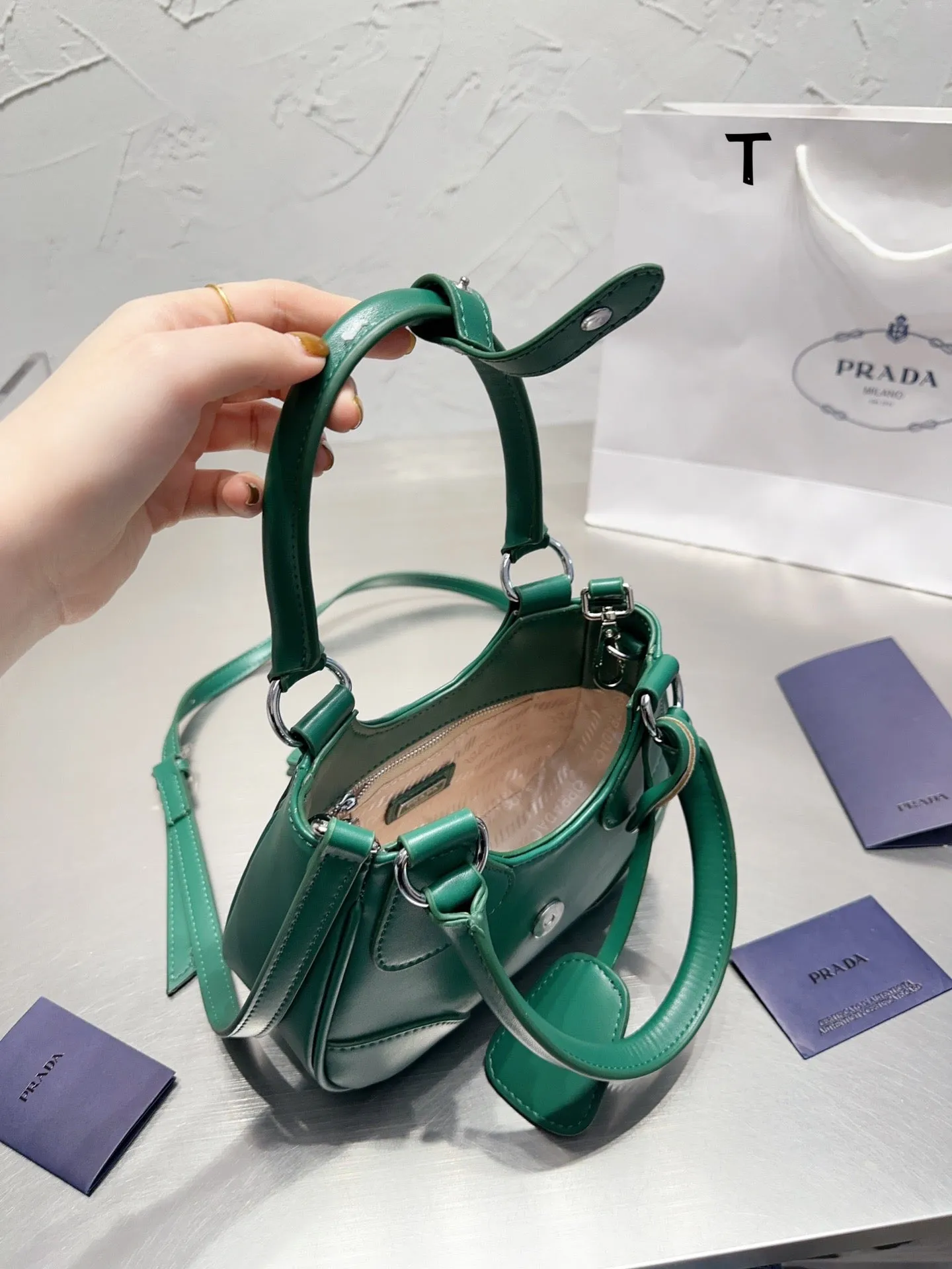 PD182 Prada Moon Leather Bag / 8.8x6.3x2.9inch
