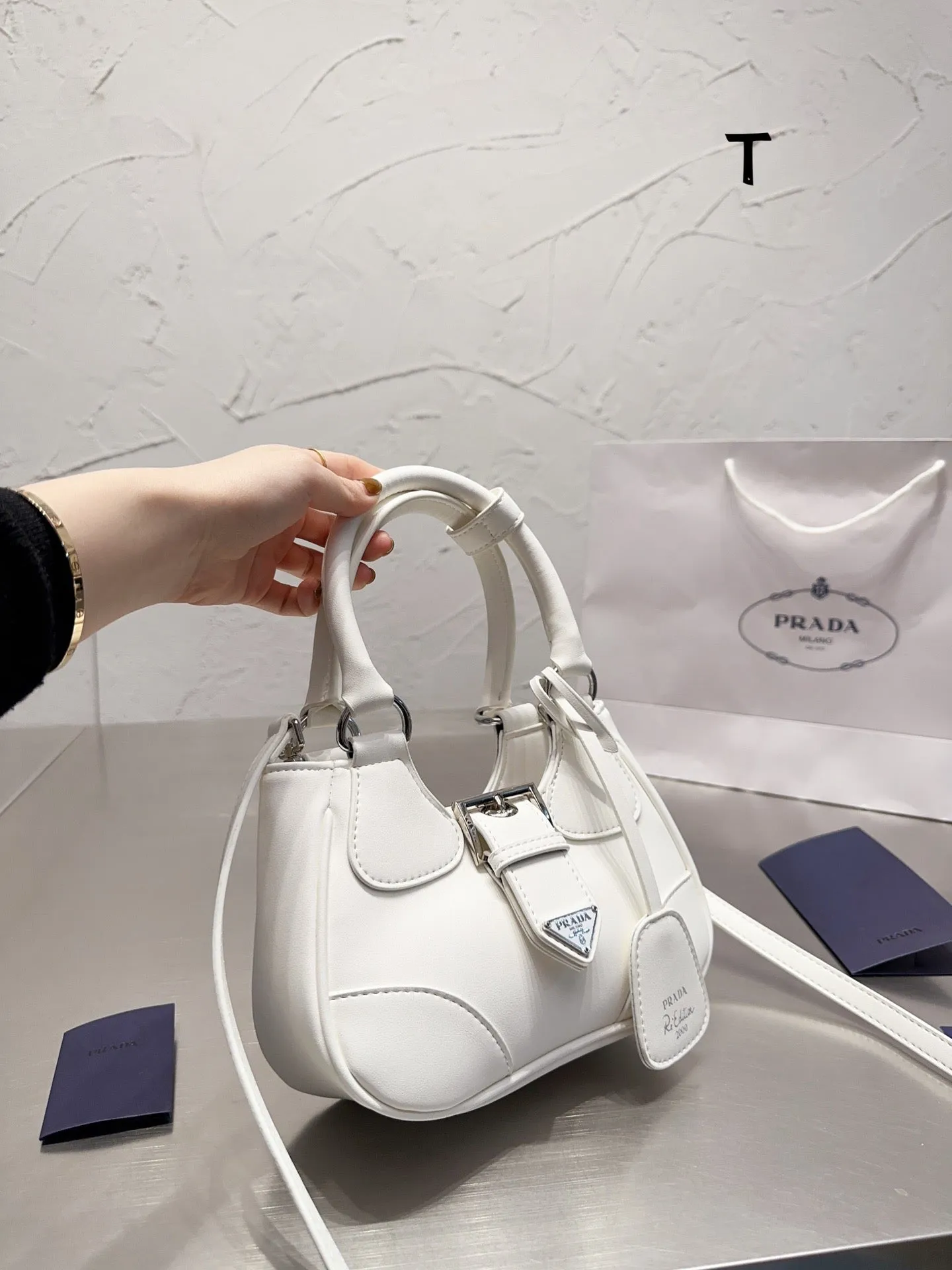 PD182 Prada Moon Leather Bag / 8.8x6.3x2.9inch